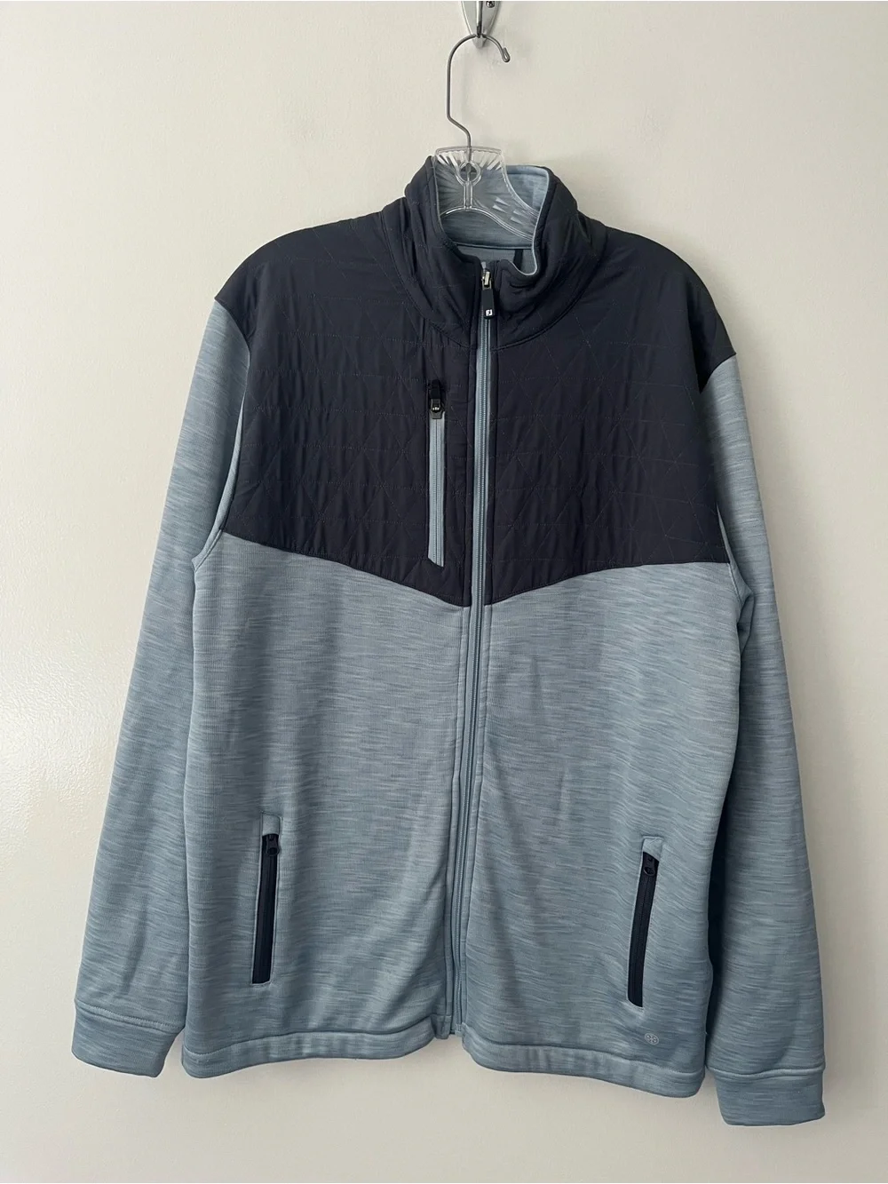 Footjoy Thermoseries Hybrid Mid Layer Golf Full Zip Jacket Gray Blue Large